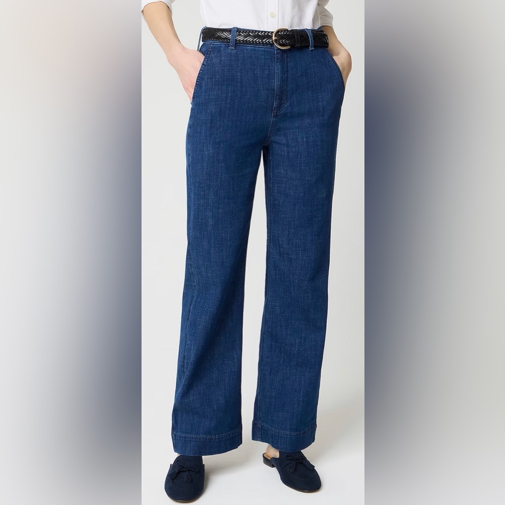 J Crew High-rise wide-leg trouser jean in all-day stretch